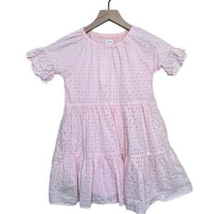 Gymboree Casual Dressy Eyelet Pink Dress Fully Lined Ruffle Dress Girls M 7/8